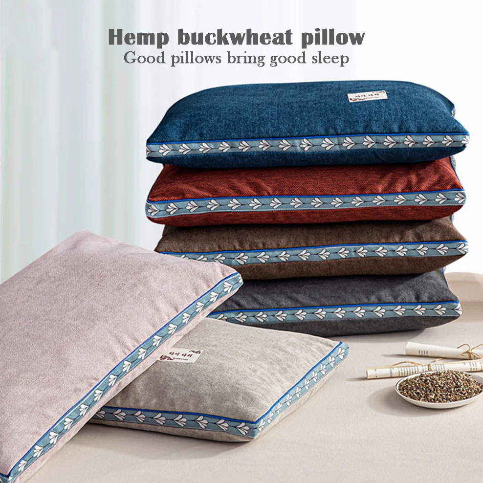 

1PC Pure Buckwheat Shell Pillow Set 55x35CM Adult Home Pillow Hemp Buckwheat Pillow Breathable Sleep Aid Healthy Pillow