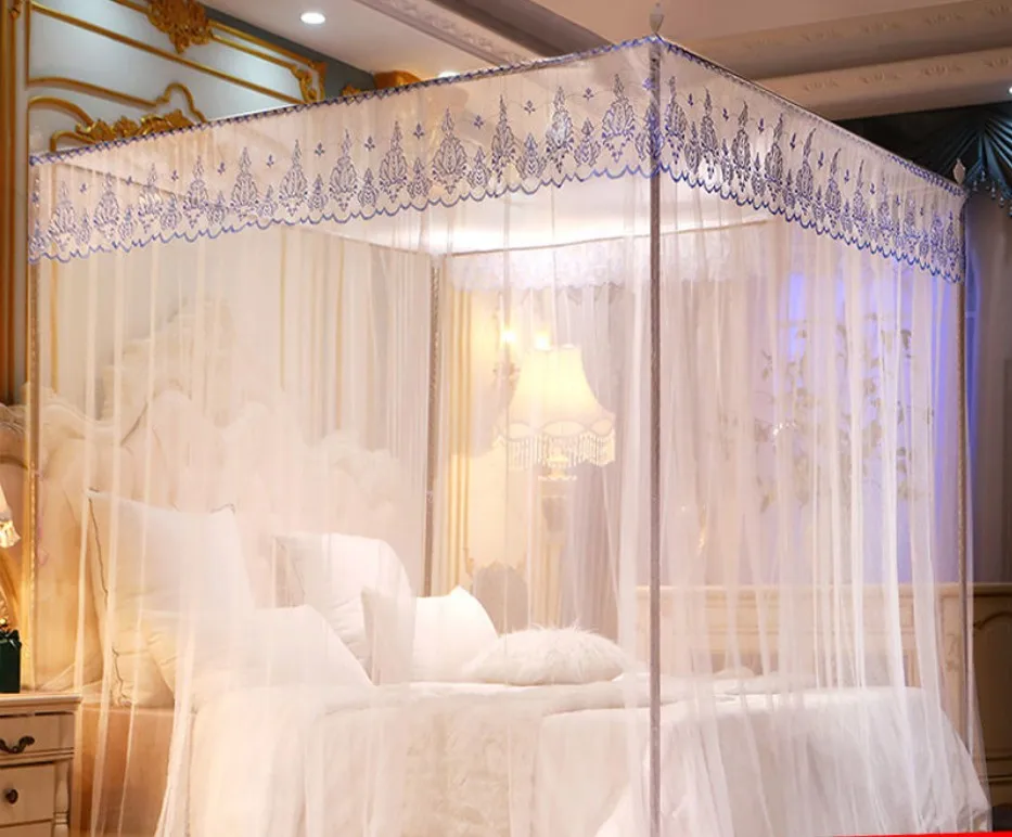 

Чистый красный четыре угловых комаров сетчатый Навес Москитная сетка для двуспальная кровать москитной сеткой от комаров палатка насекомы...