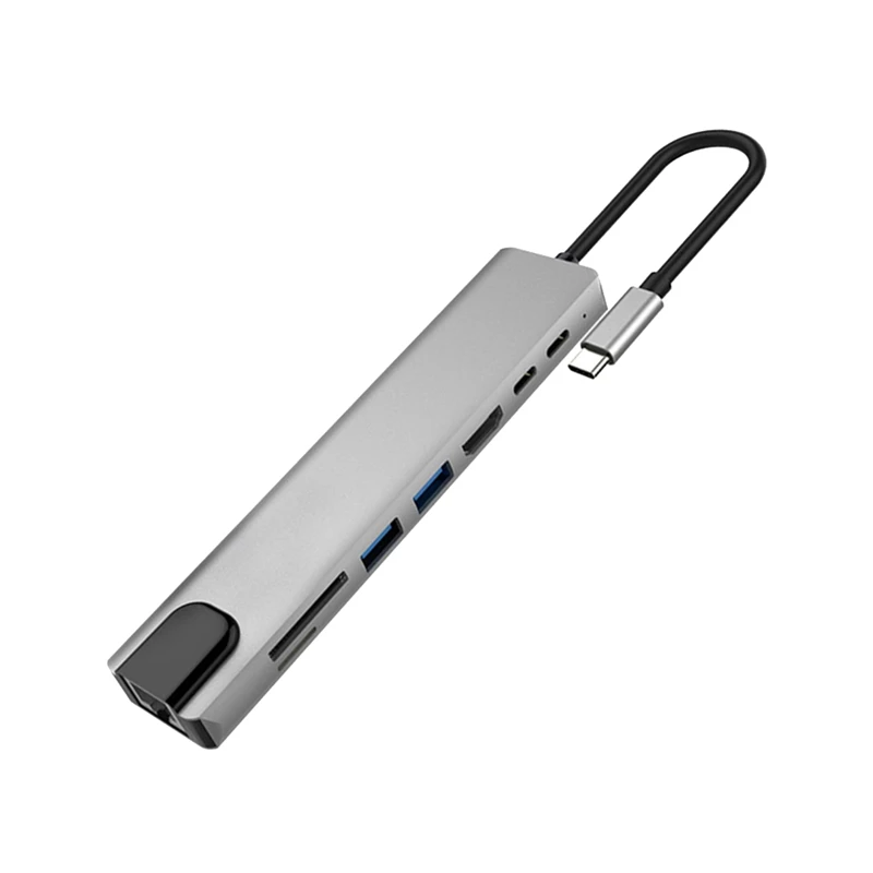 8 в 1 USB 3 0 Высокоскоростные порты Type C концентратор Usb до 4K 30HZ HD ноутбук Rj45 Gigabit Ethernet