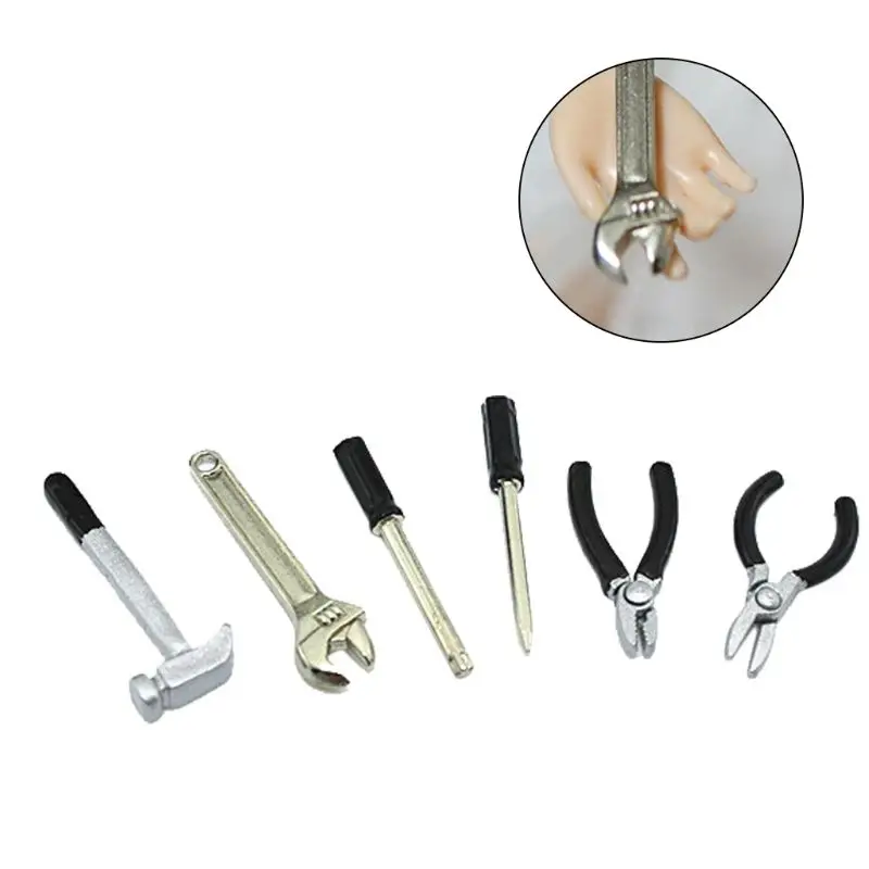 

6Pcs/set Tools Mini Hammer Wrench Screwdriver Scissors Toys 1:12 Dollhouse Miniature Simulation DIY Crafts Accessories