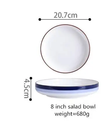 20.7cm salad bowl Теарелка керамическая подставка для кухни набор посуды посуда рисовый салат лапша миска для супа кухня - Цвет: 20.7cm salad bowl