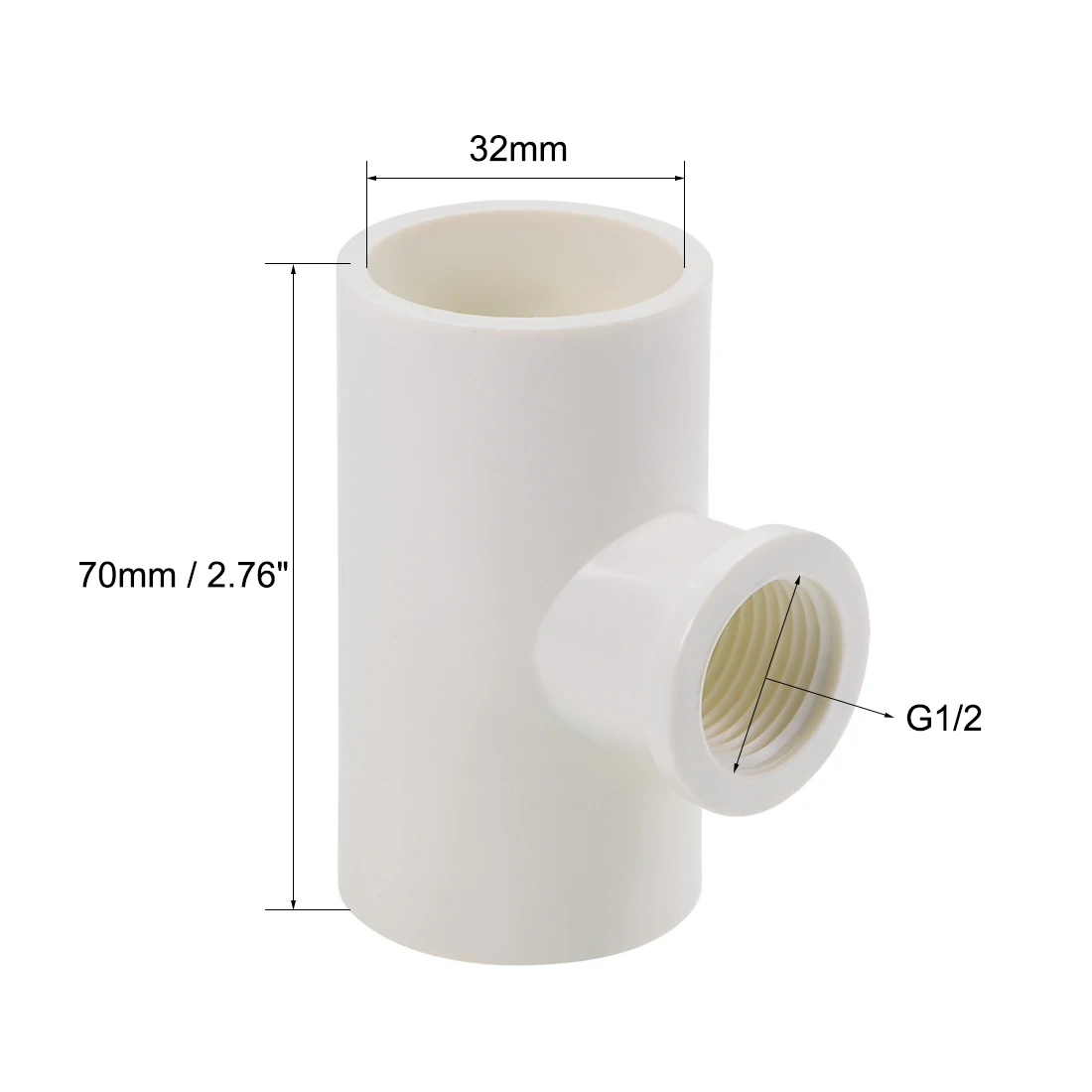 

uxcell 32mm x G1/2 Female x 32mm Slip PVC Pipe Fitting Tee T-shaped