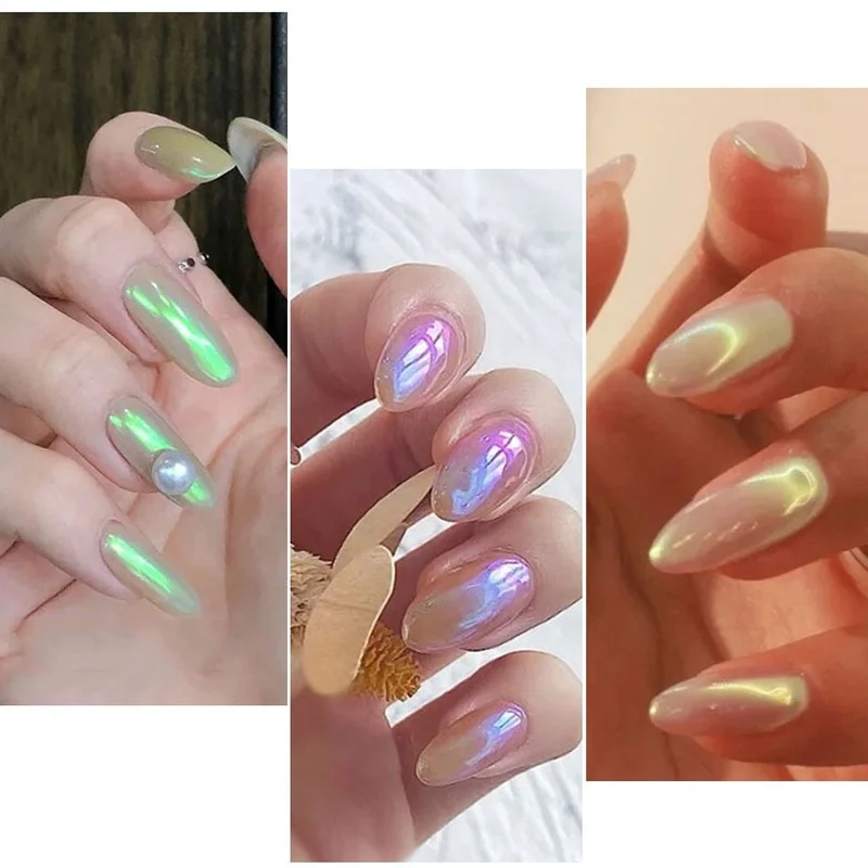 

2021 new nail art glitter ins Japan and South Korea nail art ice transparent aurora shell powder phantom color nail glitter nail