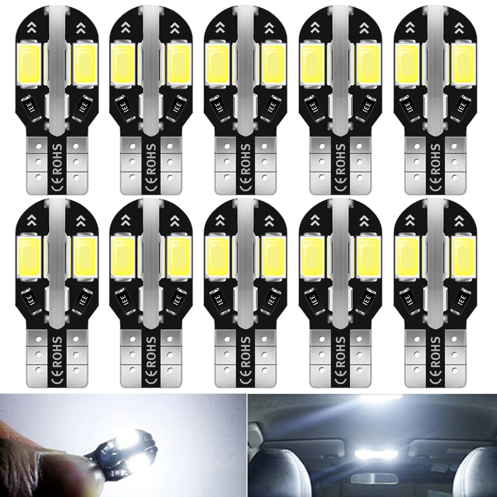 

T10 W5W LED Bulbs Canbus 168 194 6000K 158 White for Car Interior Dome Map Light Parking Wedge Side License Plate Light Auto 12V