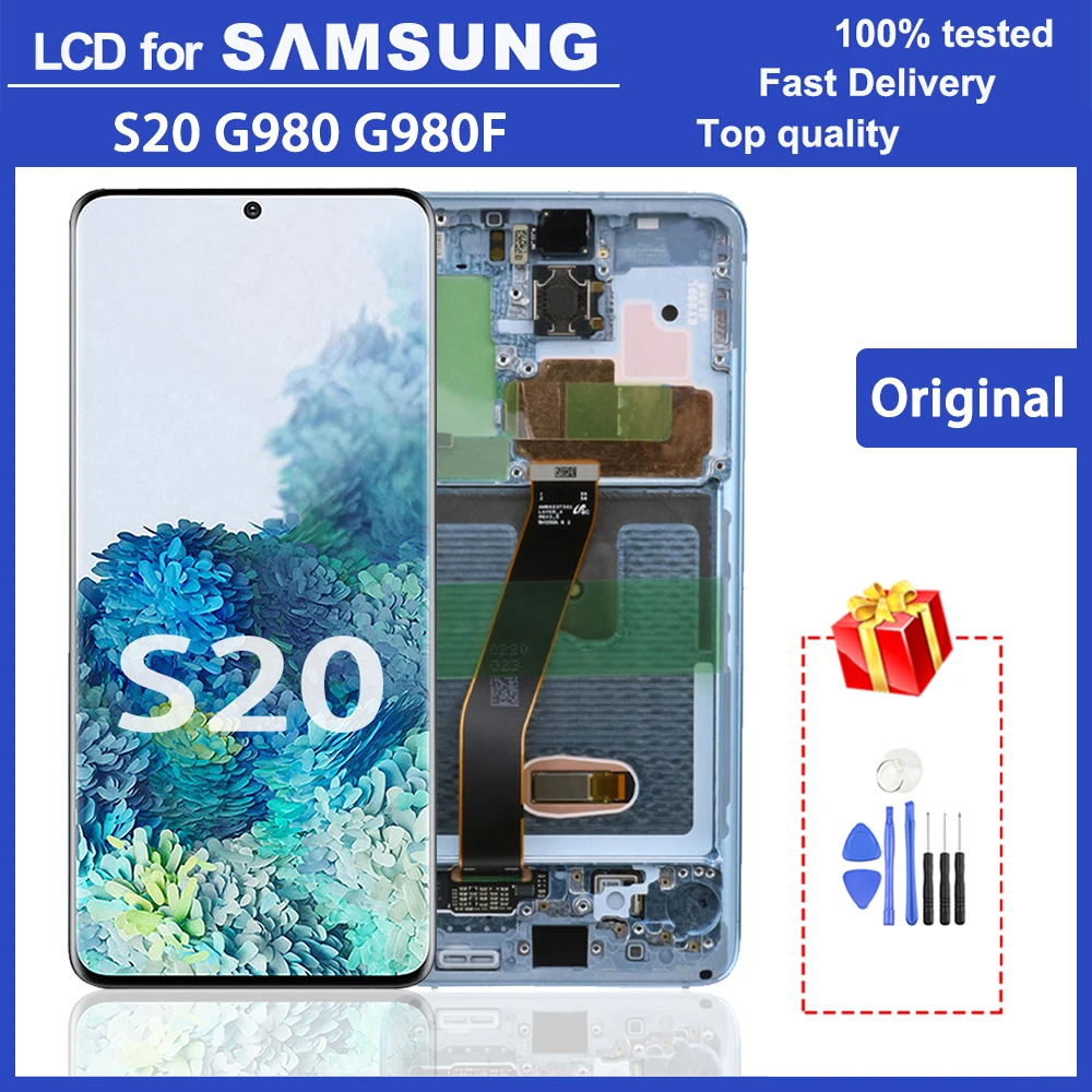 

100% Original Super AMOLED 6.2" S20 LCD Display for SAMSUNG Galaxy S20 G980 G980F/DS LCD Display Touch Screen Digitizer Assembly