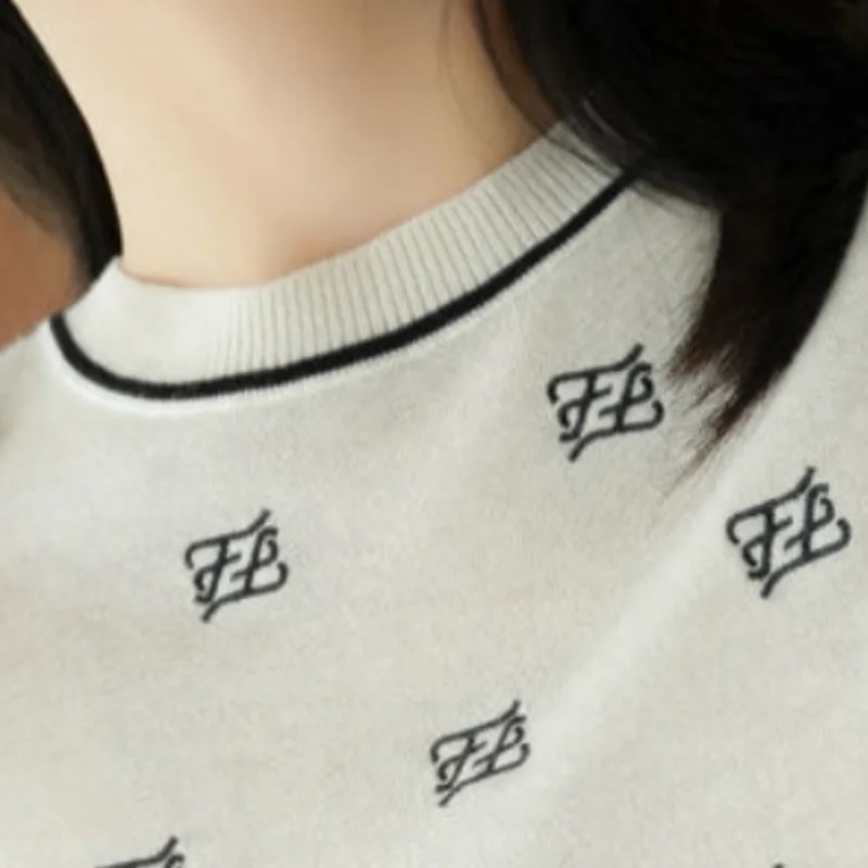 

Pure Cotton Wire Knitwear 2021 New Short Sleeve Pullover T- shirt Women 's Fashion All -Matching