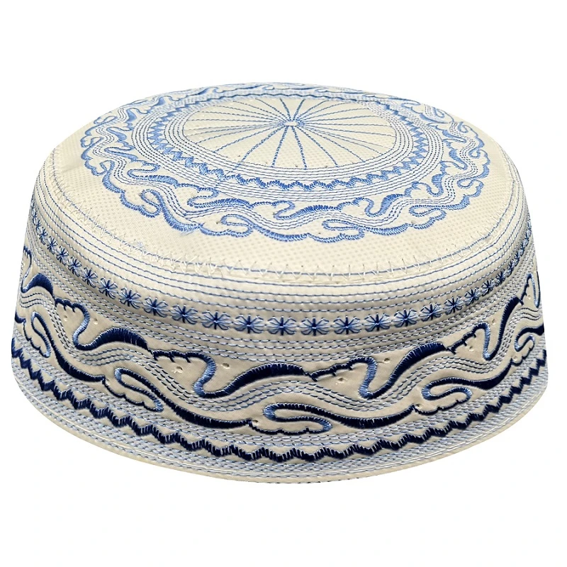 

Синие Красивые Вышитые мусульманские модные молитвенные кепки Kippot для мужчин, африканские искусственные индийские круглые кепки, Topi Kufi евр...