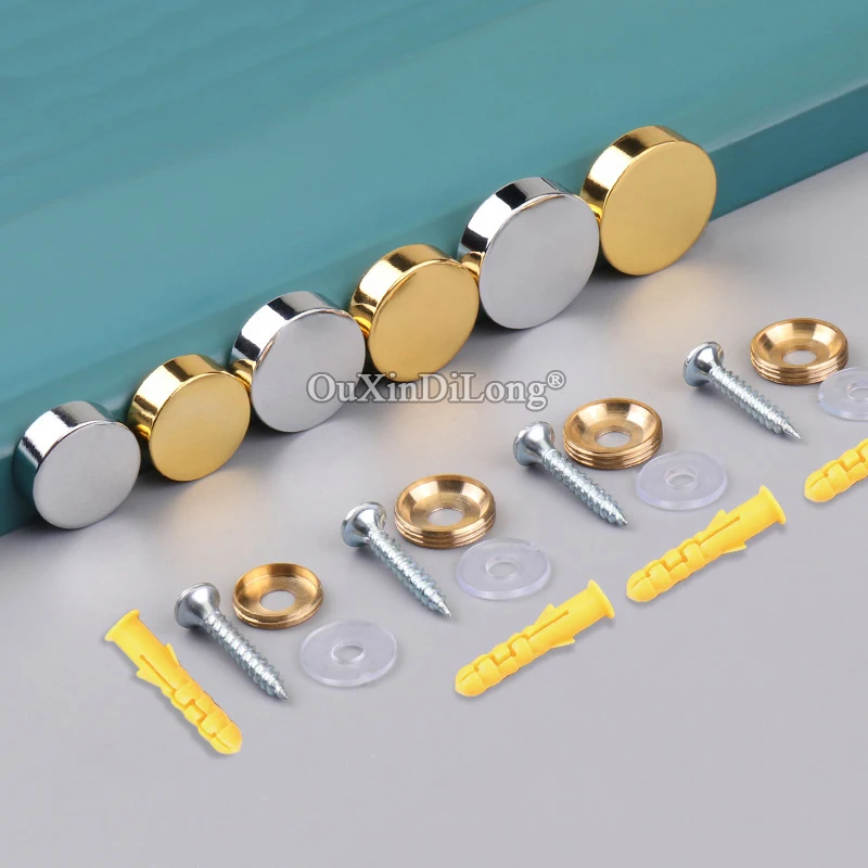 

Exquisite Luxury 200PCS Brass Advertisement Nails Glass Mirror Nails Acrylic Billboard Sign Fixed Screws Decorative Caps Chromed
