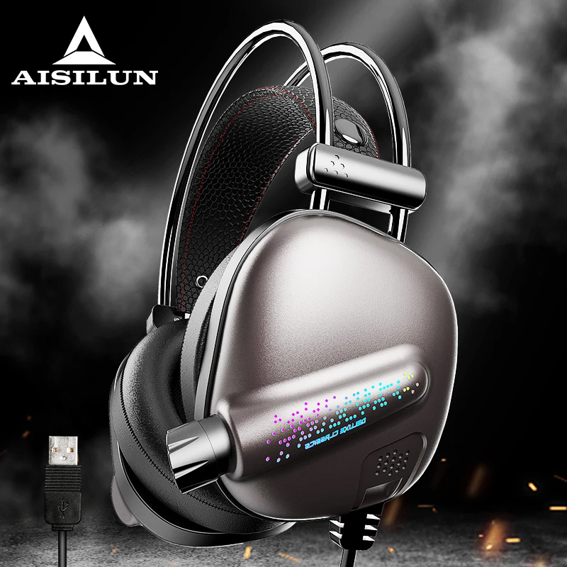 Проводные Игровые наушники 7 1 с объемным звуком геймерские со съемным микрофоном