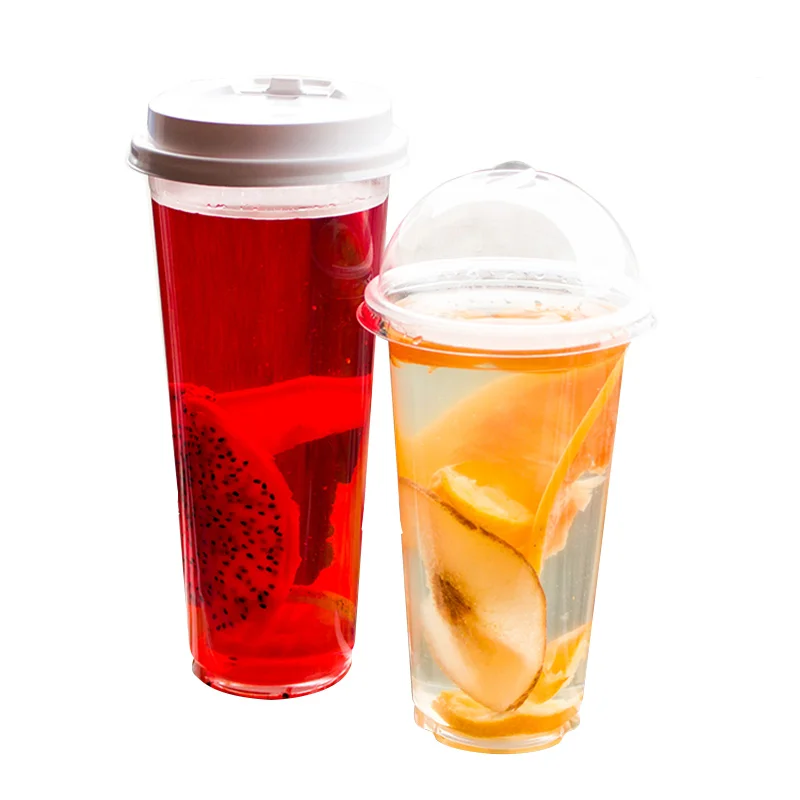 

100pcs High transparent disposable coffee cup thick milk tea plastic cups birthday party favors cold hot drink juice cup 400ml