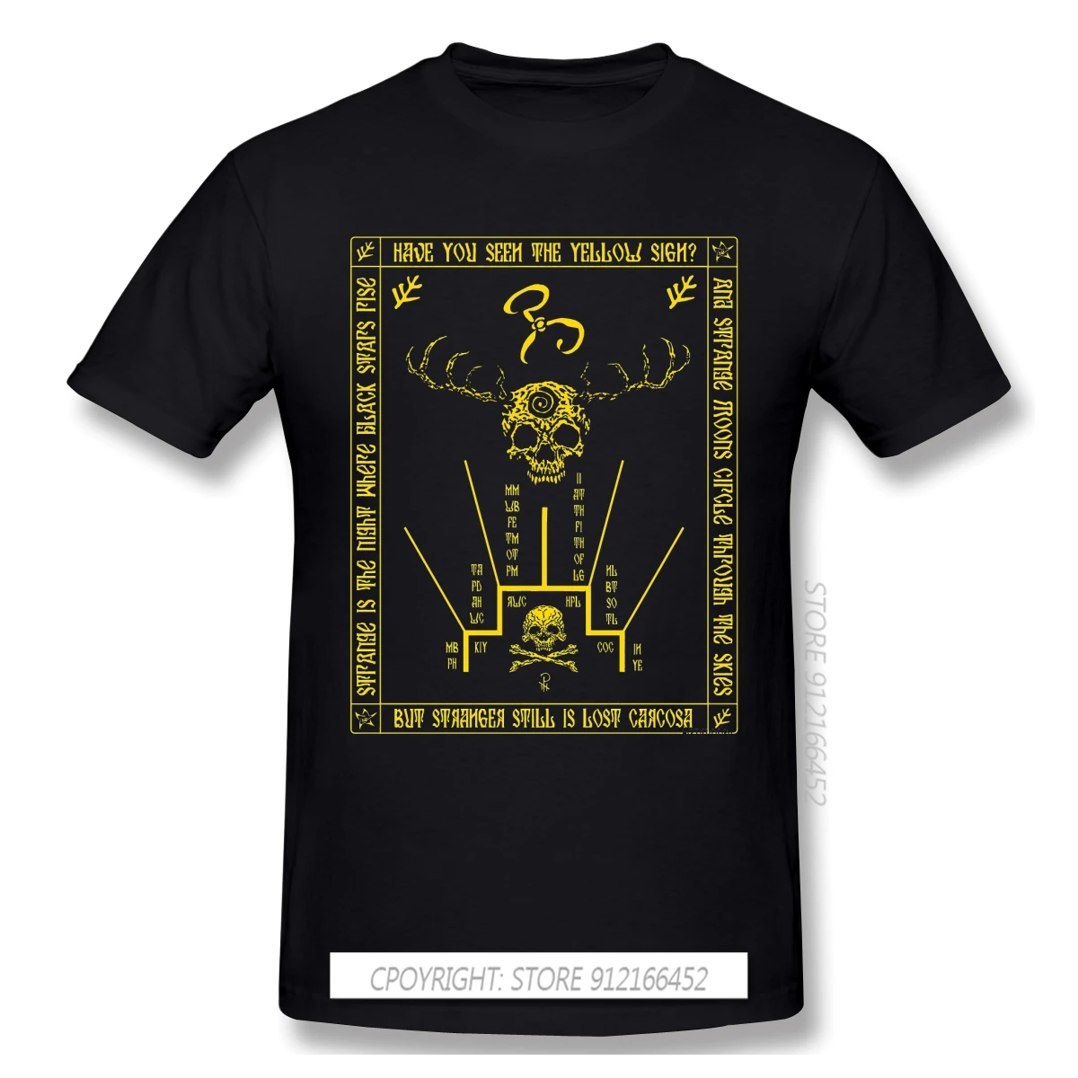 

High Quality O-Neck 100% Cotton Tops & Tee Band Yellow King Schema Azhmodai T-Shirts / Autumn Call Of Cthulhu Sleeve Short