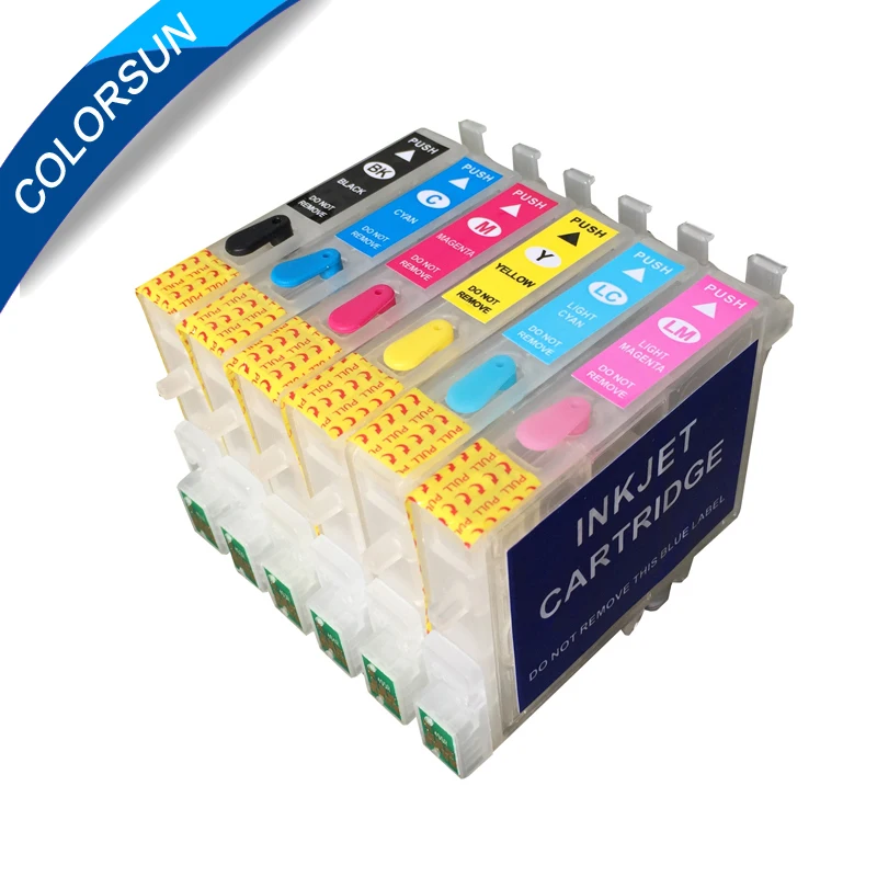 Картридж для принтера Colorsun 6 шт. многоразовые чернильные картриджи Epson Stylus Photo R200