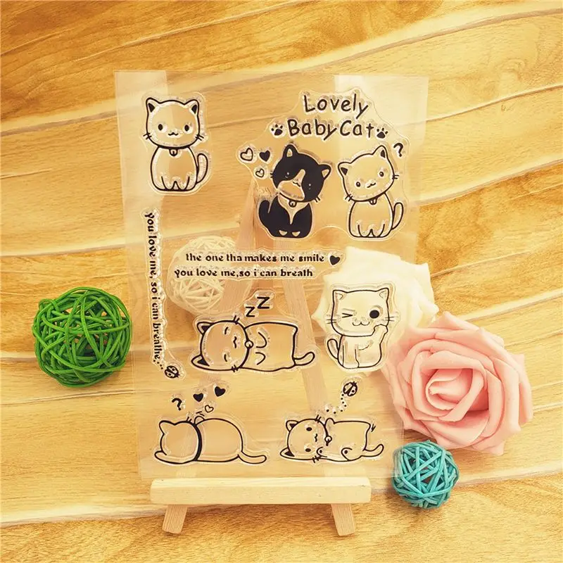 Прекрасный ребенок Кот силиконовый прозрачный печать штамп DIY Скрапбукинг
