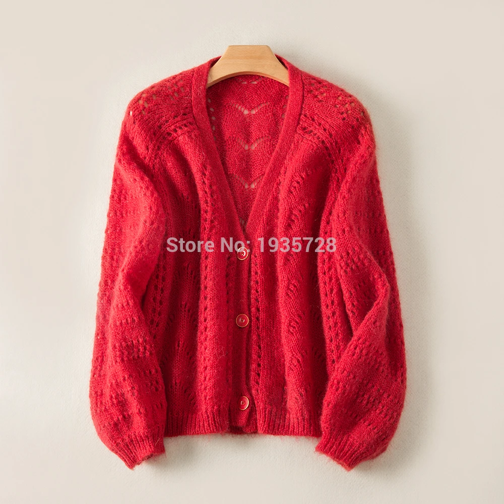 Осень/Зима 2018 мохер и полушерсть с глубоким v образным вырезом вязаный свитер