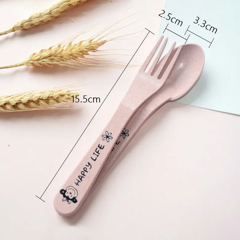 Детская миска + ложка вилка набор посуды для кормления детские блюда с мультяшным