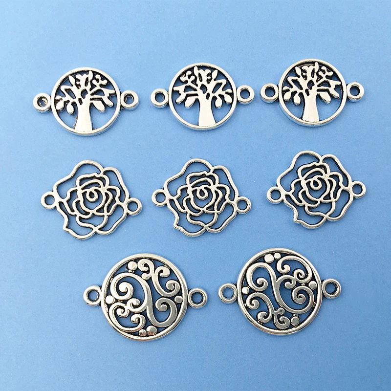 

20pcs Zinc Alloy Flower Connection Charms Pendant for DIY Findings Necklace Bracelet Handmade Jewelry Making Crafts Accessories
