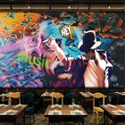Европейские и американские фрески обои Джексон граффити бар фон обои промышленное украшение papel de parede