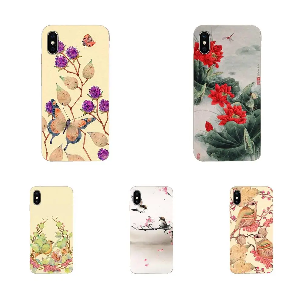 Картина китайской живописи с цветами и птицами на скидке для Huawei Honor 5C 5X 6A 6X 7 7A 7X 8 8A 8S 8X 9 10 30 Lite Pro Y6 II Y7 Y9 Prime 2019.