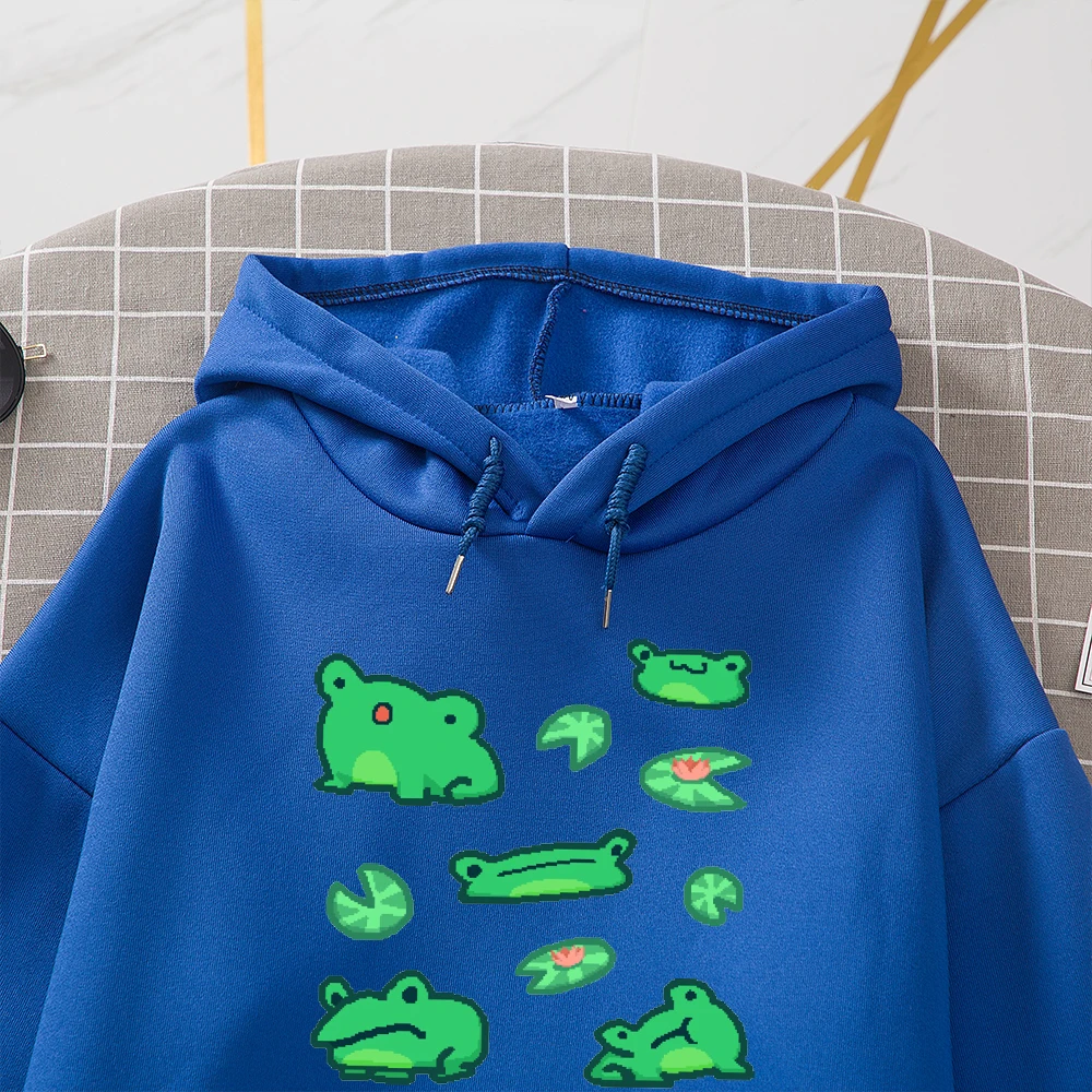 Cute Hoodies for Teens Girl Oversized Sweatshirt with Hood Women Fleece Hoodie Sweatshirt Sweetshirt Women Funny Frog Printing