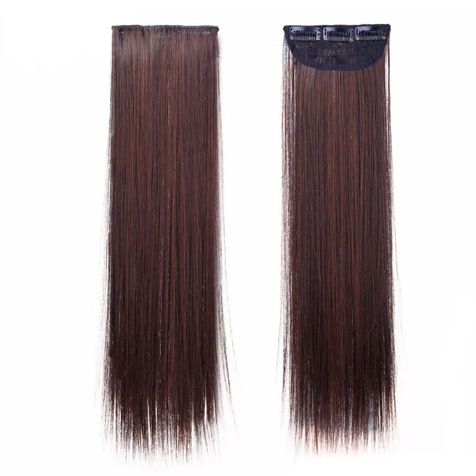 Женские прямые длинные волосы MUMUPI 2 штуки накладные на 3 заколках натуральные