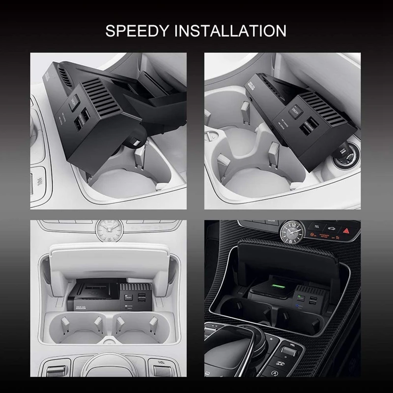 

Car Qi Wireless Charger Panel Fast Charging Phone Holder Pad for Mercedes Benz C-Class GLC All Models W205 X253 2014-20