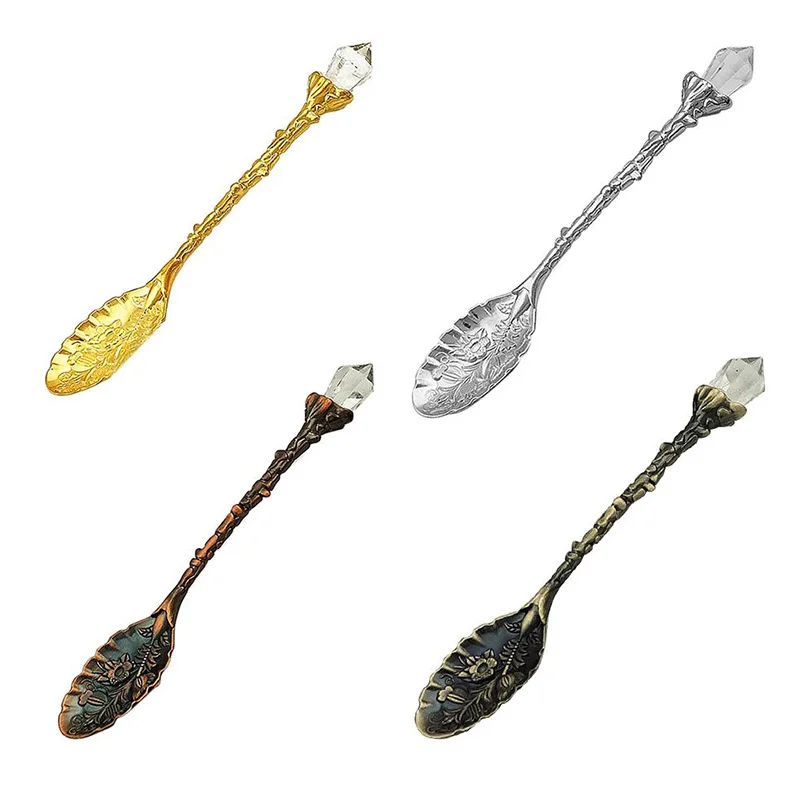 

1Pcs Crystal Head Coffee Spoon Metal Alloy Vintage Dessert Spoon Teaspoons Ice Cream Spoon Western Tableware