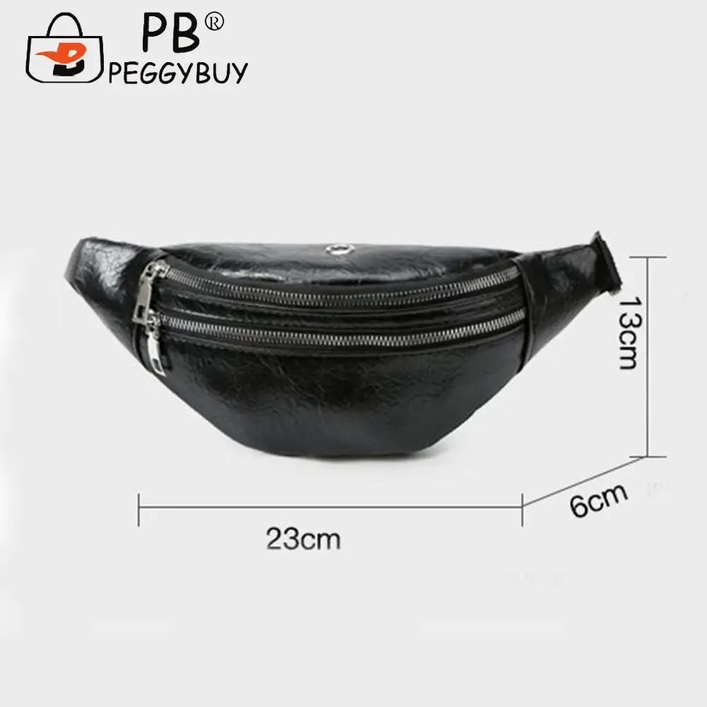 

Fashion Men Women Cotton Polyester Lining Zipper Crossbody Waist Bag Casual PU Leather Solid Color Mini Purse Travel Panny Packs