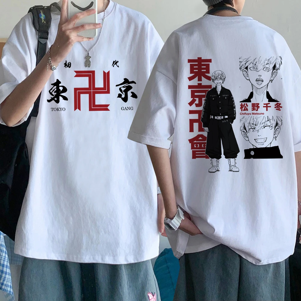 

2021 Harajuku shirt anime Tokyo Avengers print short-sleeved funny t-shirt male unisex casual couple