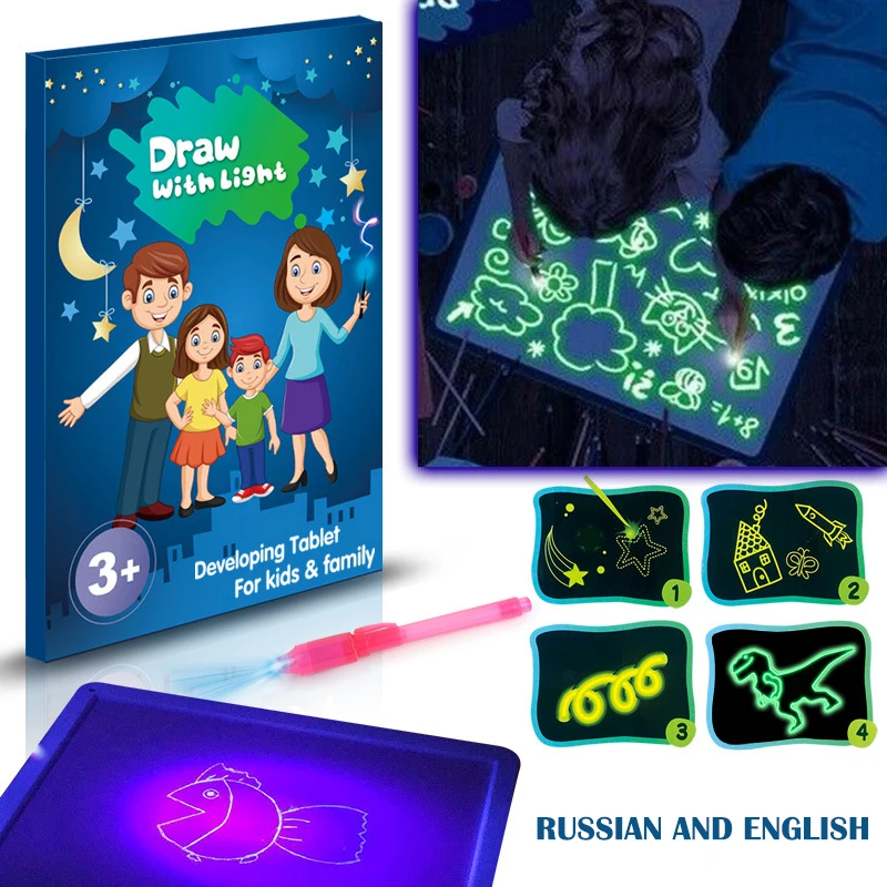 A3 A4 A5 3D Magic Drawing Board Children Clipboard Set LED Writing Board Creative Art Magic Board With Pen Kids Gift