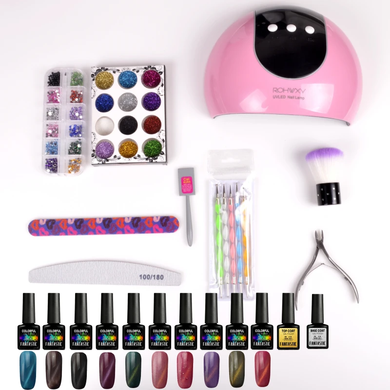 Профессиональный гель лак для ногтей Набор маникюра УФ светодиодный светильник