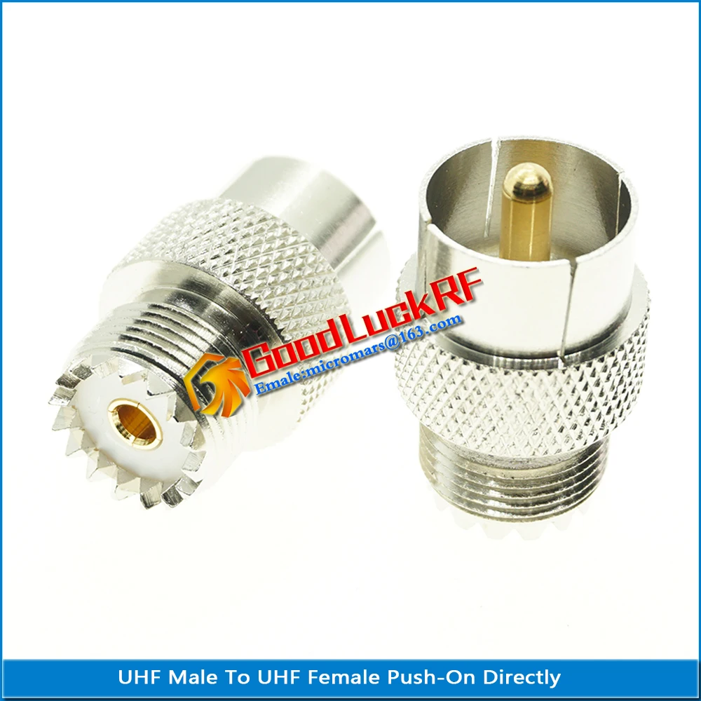 UHF Male к Female Push-On Quick Direct PL259 SO239 Plug никелированные латунные прямые RF коаксиальные