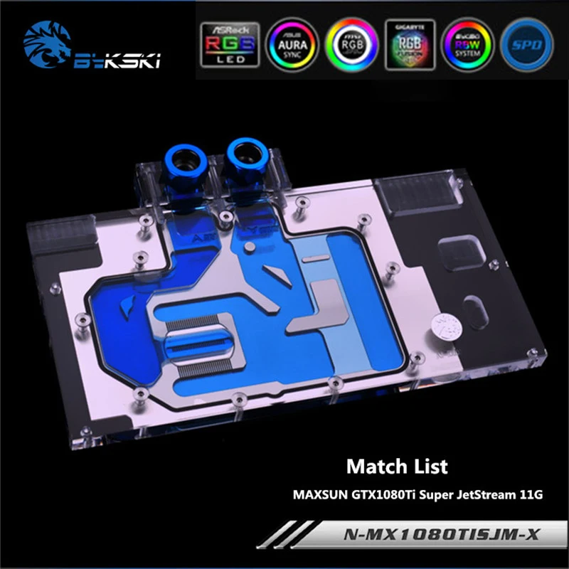 Водяной блок Bykski с полным покрытием для GPU VGA MAXSUN GTX1080Ti Super JetStream графическая карта