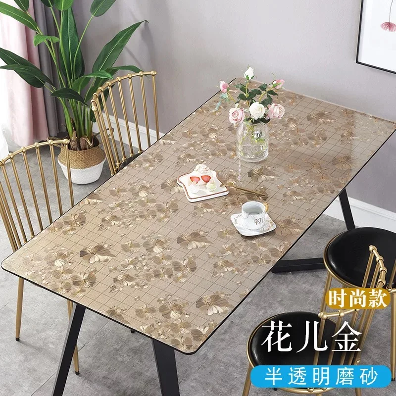 

Soft Glass Table cloth 1mm PVC Transparent Tablecloth Waterproof Rectangular Table Cover Pad Kitchen Oil-Proof Table Mat