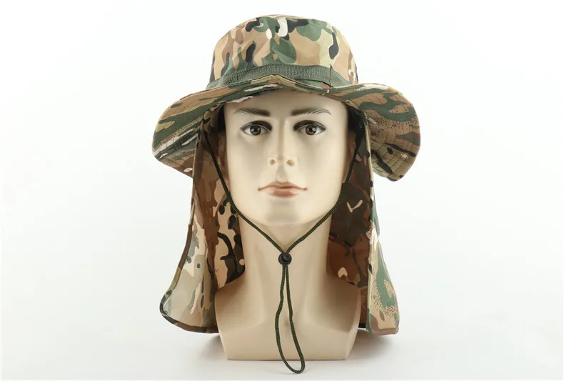 Тактические камуфляжные шапки Boonie, непальская Кепка, шапка-ведро, Военная Мужская армейская Военная Кепка для пешего туризма, рыбалки, с закрылками, UV UPF50