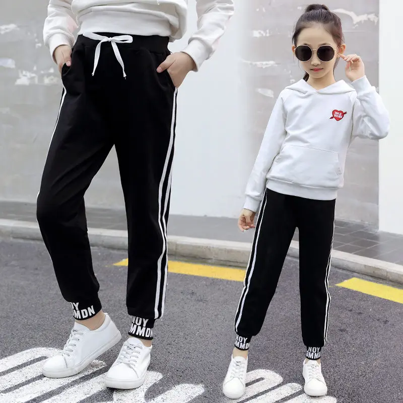 Спортивные штаны леггинсы для девочек спортивные брюки с полосками сбоку Одежда