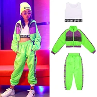 childrens hip hop dance wear girls jazz modern dancing costumes fluorescence clothing suits kids stage costumes outfits dqs2135