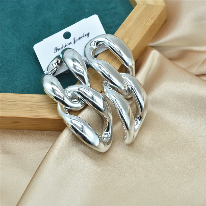 

Punk Rock Hollow Geometric Irregular Thick Chain Link Drop Earring Girl Exaggeration Hip Hop Earring For Women Statement Jewelry