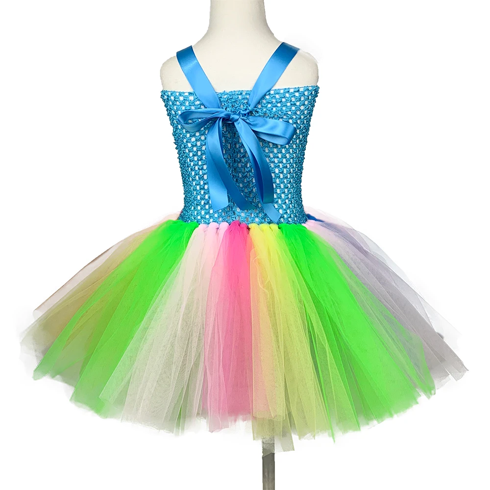 Девочек костюм клоуна Пышные юбки-пачки радужной расцветки нарядное платье для