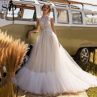 sodigne boho wedding dresses 2022 lace appliques tulle beach bridal gowns bridal gowns plus size wedding party gown
