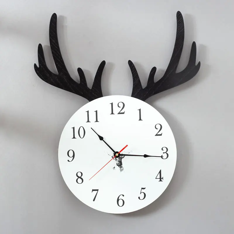 Chic deer Wall Clock Modern Style Wooden Cardboard Round for Home Decor Living Room | Дом и сад