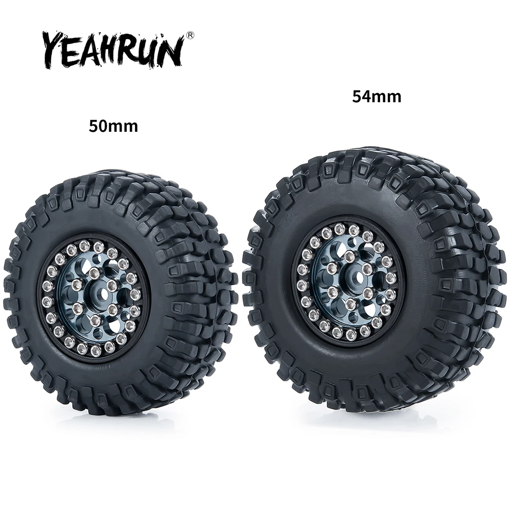 

YEAHRUN, 4 шт., 3,5-дюймовые колесные диски с микро-бусиной, ступицы с резиновыми шинами для Axial SCX24 1,0, детали для радиоуправляемого гусеничного авт...