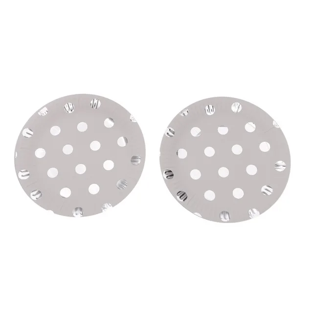 Silver Dot 10Pcs 10 шт золотые, серебряные, в горошек, со звездами, для дня рождения, свадьбы, вечеринки, принадлежности для украшения, одноразовые бумажные тарелки и стаканы, бумажные соломинки, для детского душа - Цвет: Silver Dot 10Pcs