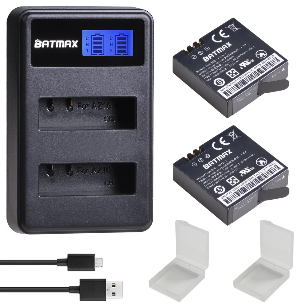 2 шт. аккумулятор + ЖК USB двойное зарядное устройство для Yi Lite Xiaomi YI 4K Батареи akku 4k