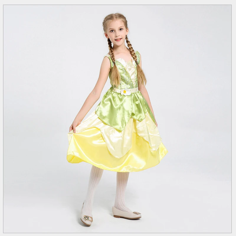 Костюм принцессы и лягушки для детей платье Тиана длиной до колена