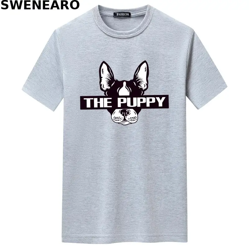 

SWENEARO Summer new black and white dog print T-shirt men's casual O-neck short-sleeved brand T-shirt men's breathable T-shirt