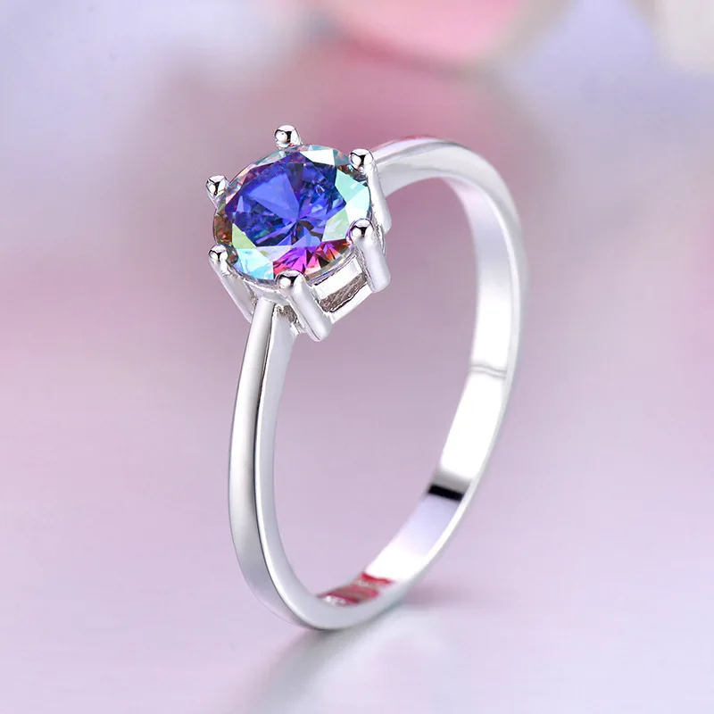 Классический Серебряный цвет Круглый Круг Кристалл CZ палец кольцо для женщин