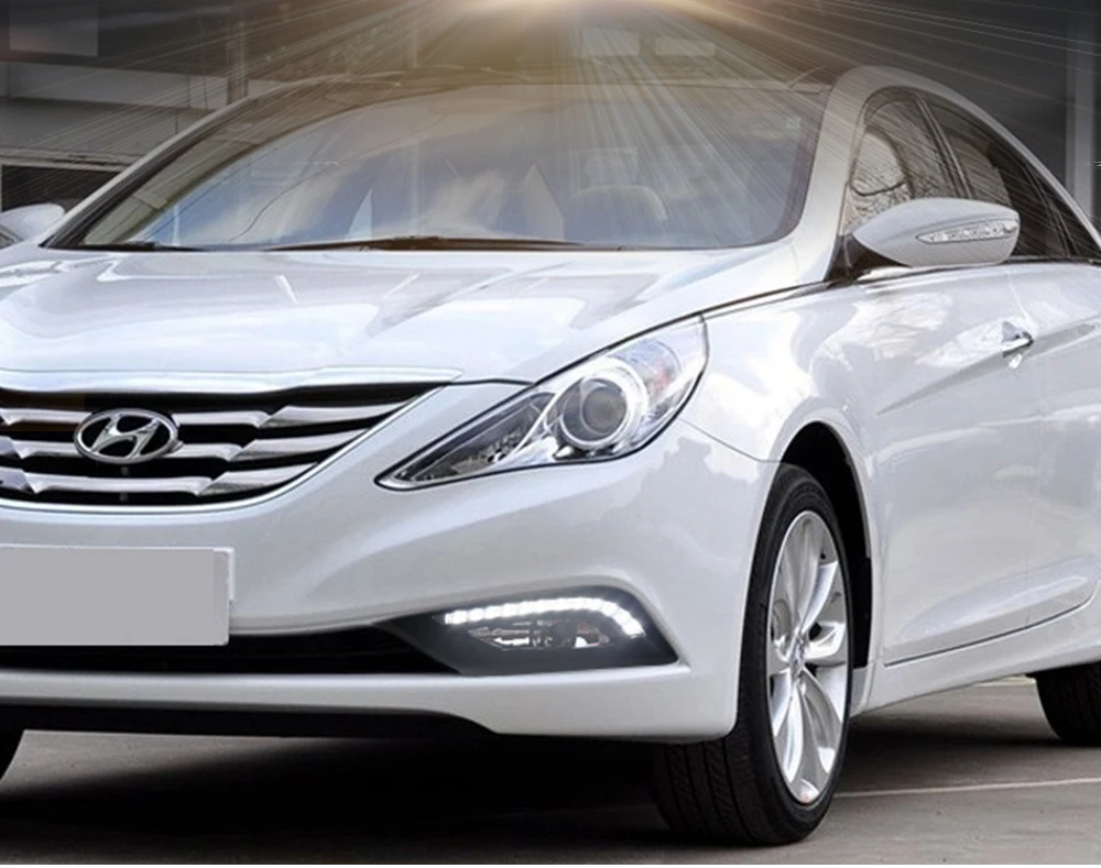 Автомобильная проблесковая 1 пара 12v авто светодиодный дневные ходовые огни для hyundai I45 Sonata 2011 2012 2013 Габаритные огни вождения Sonata 8 противотуманная фара