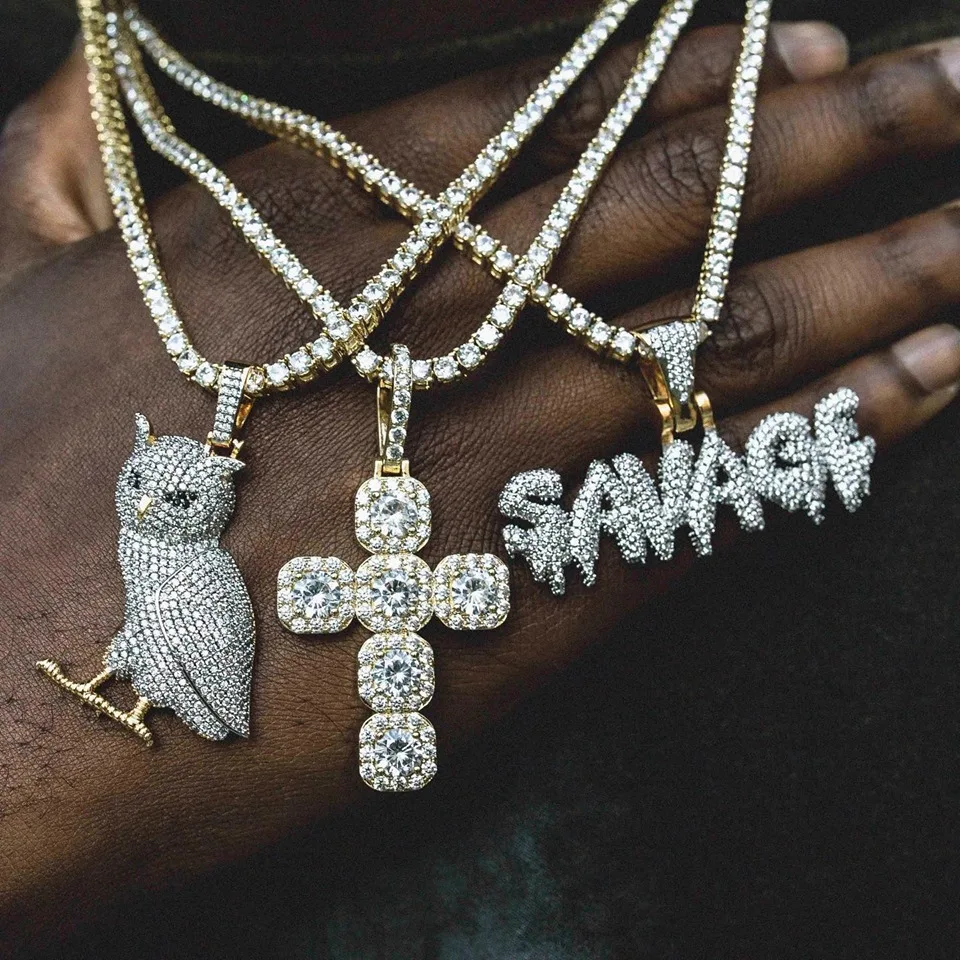 Роскошное длинное ожерелье в стиле хип-хоп широкое тяжелое с подвеской крестом