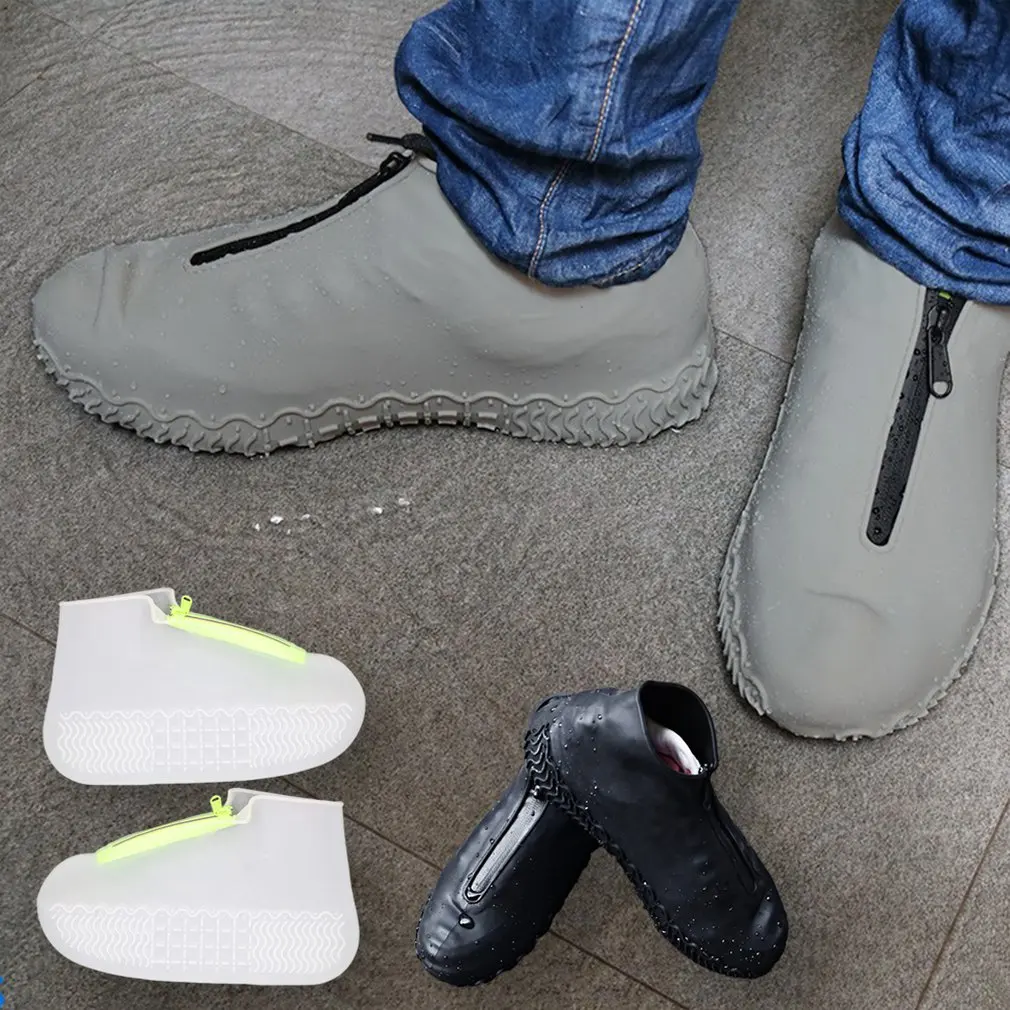 

Waterproof Zipper Silicone Rain Shoe Cover Anti Skid Shoe Protector Men And Women Reusable Foldable Shoe Cover