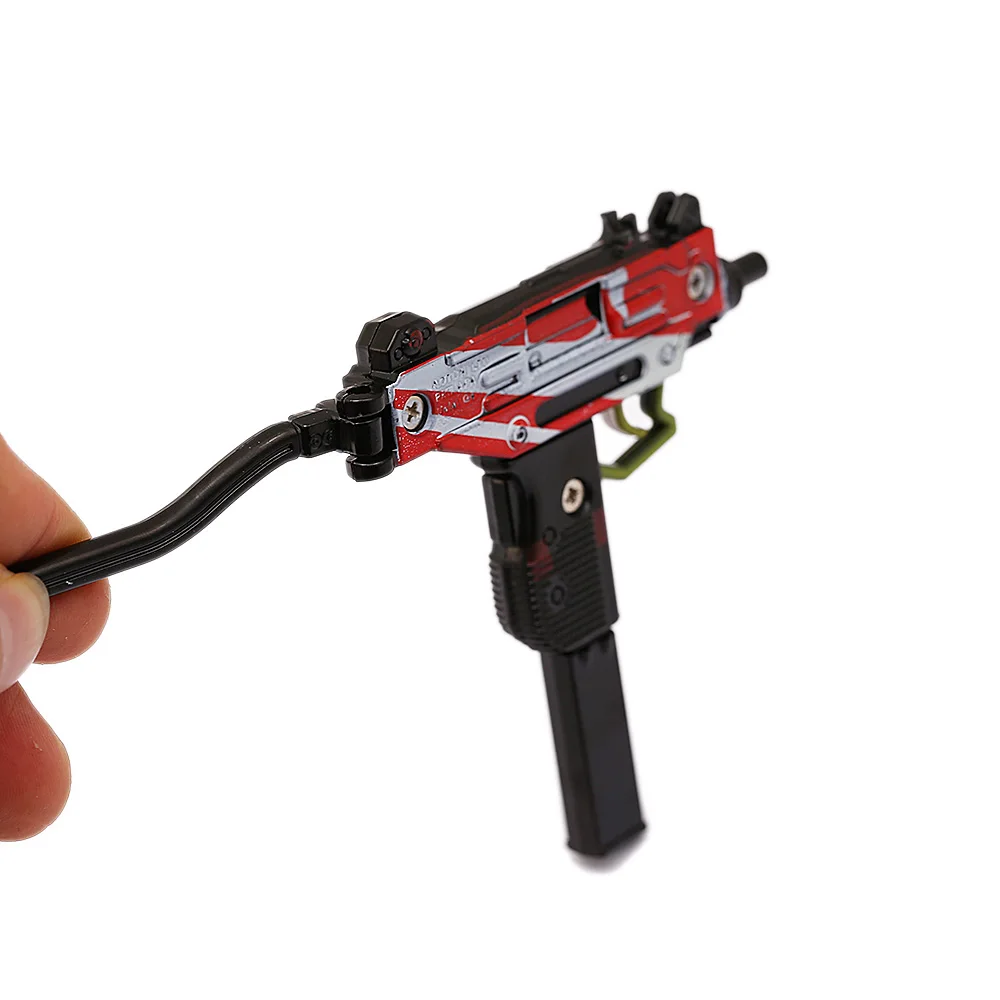 red Новая игра PUBG CS GO брелоки в виде оружия Uzi-Gun крест подвеска брелок складной пистолет Модель брелок для ключей на цепочке ювелирные изделия сувенирный подарок для женщин - Цвет: red